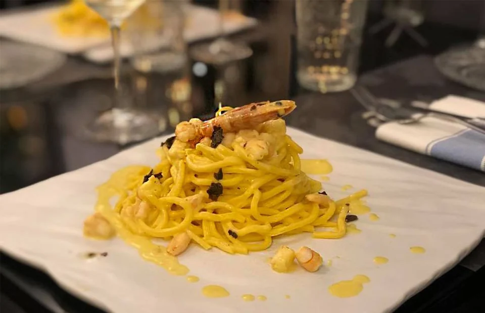 Spaghetti con gamberi